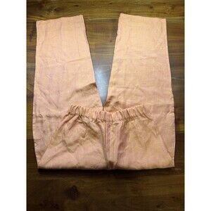 LORENZINI Azzurro Portofino Orange 100% Linen Pants Elastic Waist Italy Women M